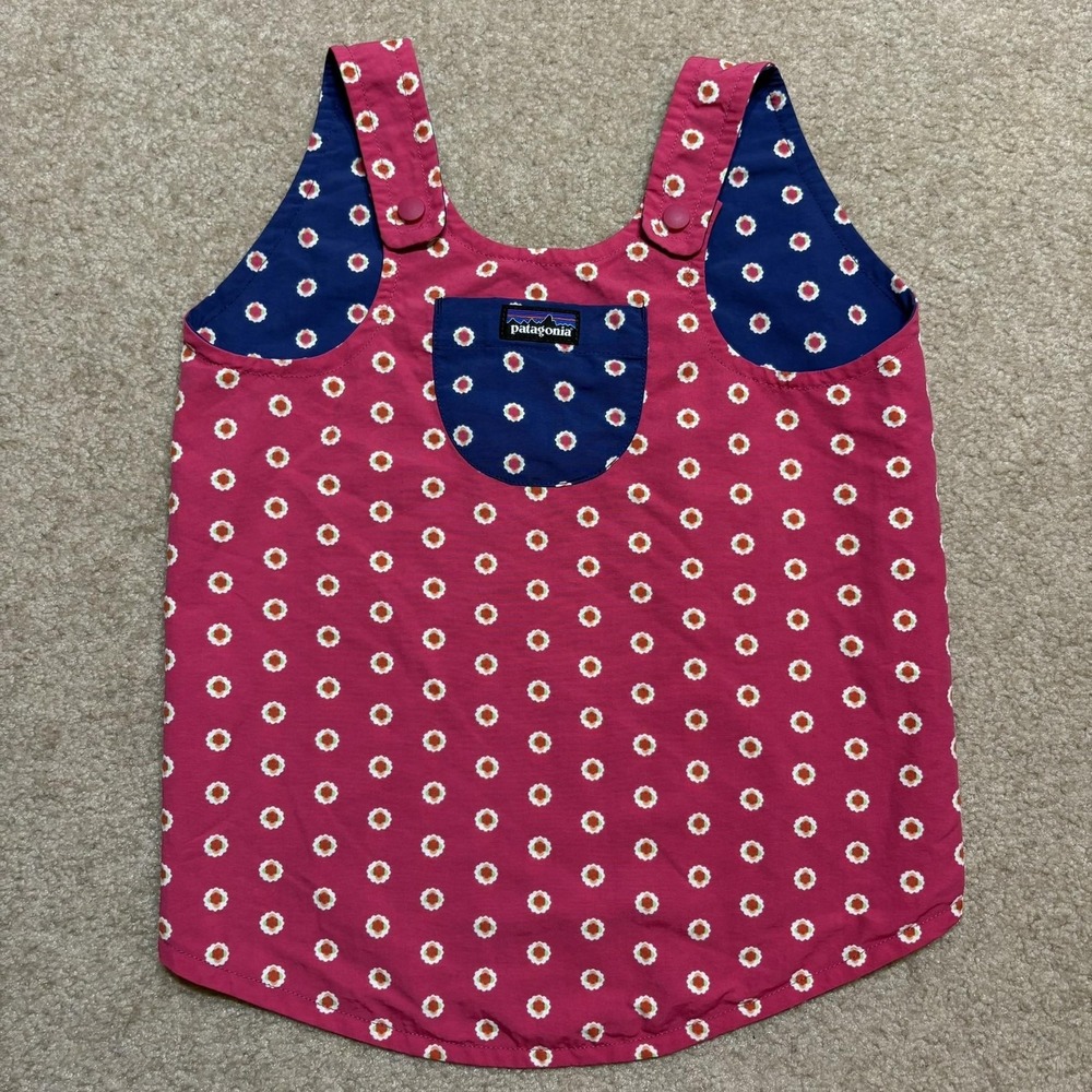 Patagonia Baby Reversible Baggies Jumper Dress SZ 18-24 Months Pink Blue Dotted